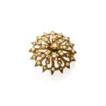 A Victorian 9 Carat Gold Split Pearl Brooch, measures 3.2cm diameterGross weight 9.0 grams.