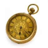 A Lady's 18 Carat Gold Fob Watch, circa 1900, case stamped 18kInner dust cover - stamped '18K'. No