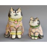 Two Rye Pottery Cats, signed Joan and David De Bethel Rye, Sussex, numbered 3748 and 1115 (2)