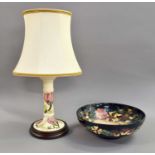 A Moorcroft Magnolia Lamp, and A Moorcroft Bowl (2)