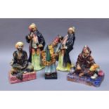 Five Royal Doulton Figures, 'Mendicant' HN1365, 'The Carpet Seller' HN1464, 'The Potter' HN1493, and