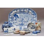 An Early 19th Century Pearlware Meat Platter, printed in underglaze blue with the Apotheosis of