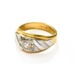 A Cubic Zirconia Solitaire Ring, stamped '14K', finger size Y1/2Gross weight 10.1 grams.