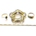 A Small Quantity of Jewellery, comprising of a Christian Dior paste brooch, measures 5.8cm by 5.8cm;