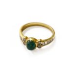 An 18 Carat Gold Emerald and Diamond Ring, finger size NThe ring is in poor condition, surface