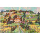 David Napp (b.1964)'House and Winding Track'Signed and dated (19)89, pastel, 31cm by 48cm