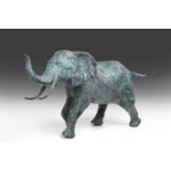 Mark Rode (b.1965) Irish"Charging Elephant"Signed and numbered 3/7, patinated bronze, 25cm high