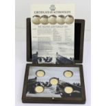 'The Beaches Anniversary Set' 2019, comprising 5 x Gibraltar gold proof double crowns 2019, obv.