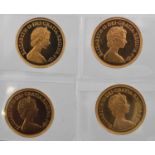 4 x Elizabeth II, Proof Half Sovereigns: 1980, 1982, 1983 and 1984, obv. Machin portrait of the