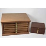 2 x Coin Cabinets, one with six trays 30cm by 40cm by 23cm; the other eight trays 21cm by 17cm by