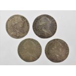 4 x George III, Shillings 1787, obv. old laureate and cuirassed bust right, stop above head rev.