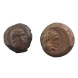 ♦2 x Greco-Baktrian Kingdom, Euthydemos I (c.225-200/195 BC), comprising: (1) AE dichalkon (21mm,