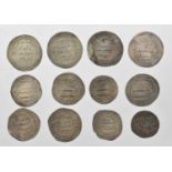 ♦12 x Islamic AR Dirhams, to include: 5 x Umayyad Caliphate comprising: Marwan I AH 95 (27mm, 2.