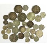 ♦Mixed British and Foreign Silver, to include: pre-1920 Victoria 'Jubilee Head' halfcrown 1891 and