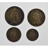 Victoria, 'Jubilee Head' Maundy Set 1889, comprising 4d, 3d, 2d and 1d, rev. crowned denomination