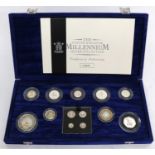 The United Kingdom Millennium Silver Collection 2000, 13-coin silver proof set comprising: £5, £