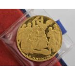 Gold Nativity Medal, (.900 gold, 25mm, 7.5g), obv. the Magi and shepherds before the Virgin and