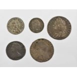 5 x British Silver Coins: William & Mary maundy 4d 1689 obv. conjoined busts right, rev. crowned