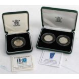 10 x Silver Proof Coins and Sets, comprising: 2 x £1 1989 and 1991; 5 x 50p 1992/3, 1994, 1997 2-