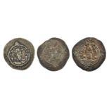 ♦3 x Sasanian Kings, AR Drachms comprising: Khusro I (AD531-579) obv. crowned bust between stars and