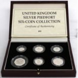 Silver Proof Piedfort 1982-1992 6-Coin Set, including the EU 1992 50p, limited edition 492, in Royal