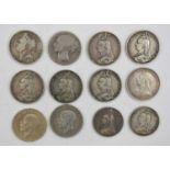 10 x Silver Crowns, comprising: George IV 1822 TERTIO obv. laureate head left, rev. Pistrucci's