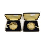 2 x Apollo 11 Silver Commemorative Medallions 1969, (.925 silver, 58mm, c.71g each), struck by