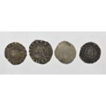 4 x Elizabeth I Hammered, to include: 3 x halfgroats 1582-3, (16mm, 0.96g; 18mm, 0.86g; 16.5mm, 0.