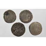 4 x Hammered Sixpences, including: 3 x Elizabeth I: 1568 (24mm, 2.31g), Third & Fourth Issue, mm