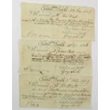 3 x Leeds Commercial Bank Cheques, comprising: (1) 25th November 1806 sum of £315/0/1 for Mr Richard