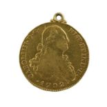 Spain, Charles IV (1788-1808) Gold 4 Escudos 1792 MF, (.900 gold, 29mm, 13.53g), Madrid Mint, obv.