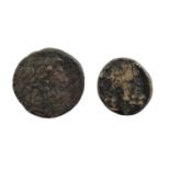 ♦2 x Seleucis and Pieria, Antioch comprising: (1) AE Tetrachalkon (24mm, 11.65g), c.48/7 BC, obv.