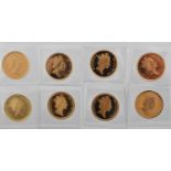 8 x Elizabeth II, Proof Half Sovereigns: 1985, 1986, 1987, 1988, 1990, 1991, 1992, and 1993, obv.