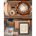 A Framed Sheet of Stamps together with A Japanese Grain Bucket, Percussion Instruments, Various