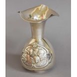 A Victorian Silver Vase, by William Comyns, London, 1898, baluster and with flaring shaped rim,