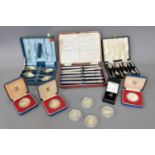 A Collection of Assorted Silver, Silver Plate and Coins, including a cased set of teaspoons;