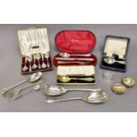 A Collection of Assorted George III and Later Silver Flatware and Other Items, the flatware in