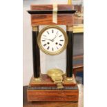 A Rosewood Veneered Portico Striking Mantel Clock, late 19th century, 46.5cm high