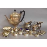 A Collection of Assorted Silver and Silver Plate, the silver including a Victorian coffee-pot, by