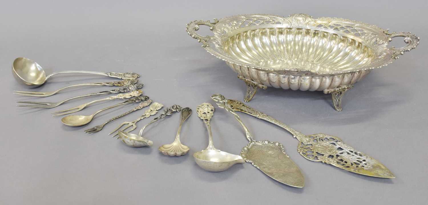 A German Silver Bowl, Maker's Mark Indistinct, Stamped 'R. Menard Bromberg', Dated 1899, oval and