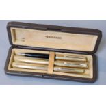 An Elizabeth II Gold Parker Ballpoint-Pen, London, 1971, 9ct, with an engine-turned finish, engraved