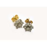 A Pair of 18 Carat Gold Diamond Cluster Earrings, with post fittingsGross weight 2.9 grams.