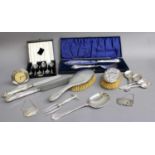 A Collection of Assorted Silver and Silver Plate, including a Danish silver fork, assorted silver