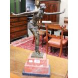 After Dimitri: an Art Deco style bronze and marble figure, 49cm