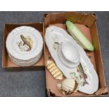 A Staffordshire Fish Service, collectors plates, light fitments, etc