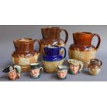 Royal Doulton Miniature Character Jugs, and A Collection of Doulton Lambeth Stoneware Jugs, of