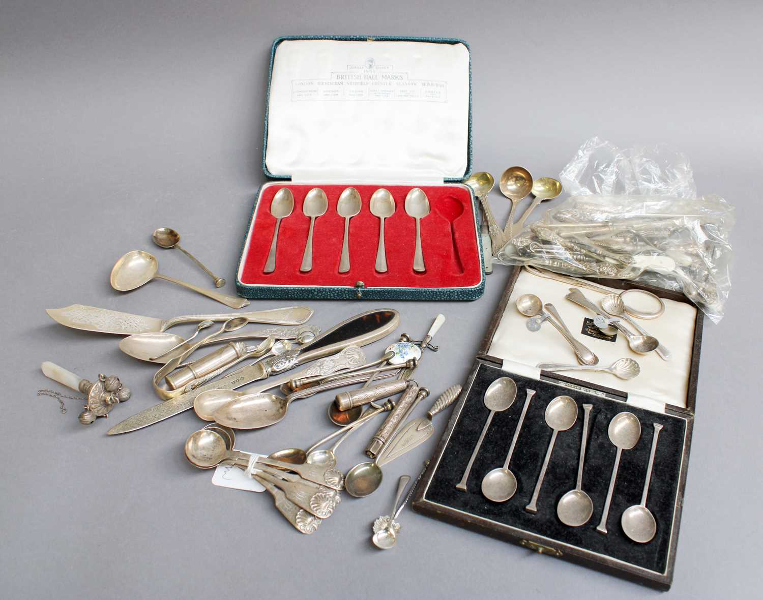 A Tray of Assorted Silver Flatware and Other Items, including two cased sets of coffee-spoon, one - Image 2 of 2