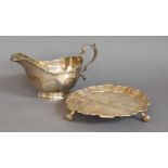 A George V Silver Waiter and a George V Silver Sauceboat, the waiter Birmingham, 1932, shaped