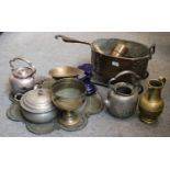 19th Century and Later Copper and Brass, including a Middle Eastern tray top