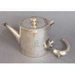 A George III Silver Teapot, by Andrew Fogelberg, London, 1771, drum-shaped, the hinged flat cover